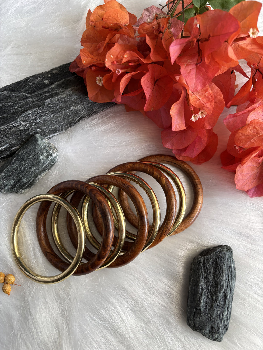 Wooden and Brass Bangles Set