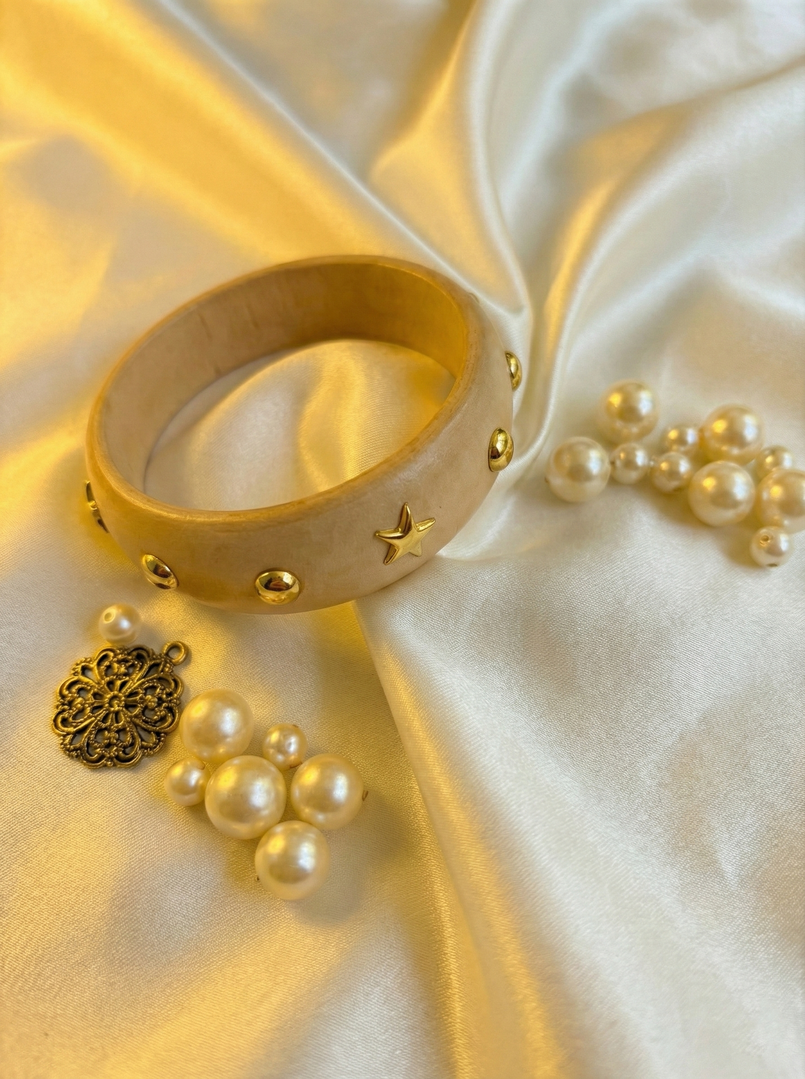 Wooden Bangle - Beige