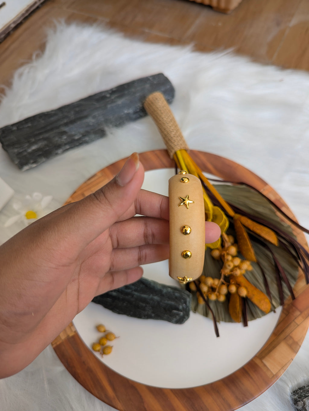 Wooden Bangle - Beige