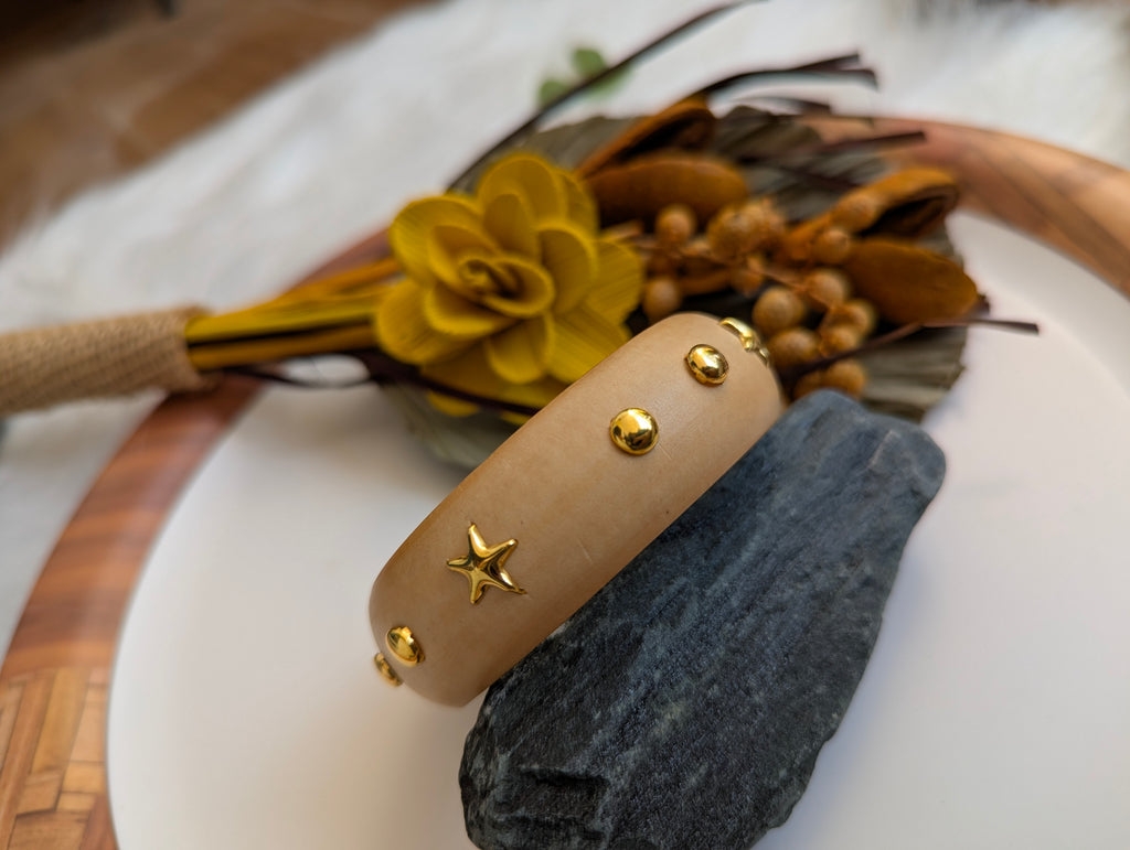 Wooden Bangle - Beige