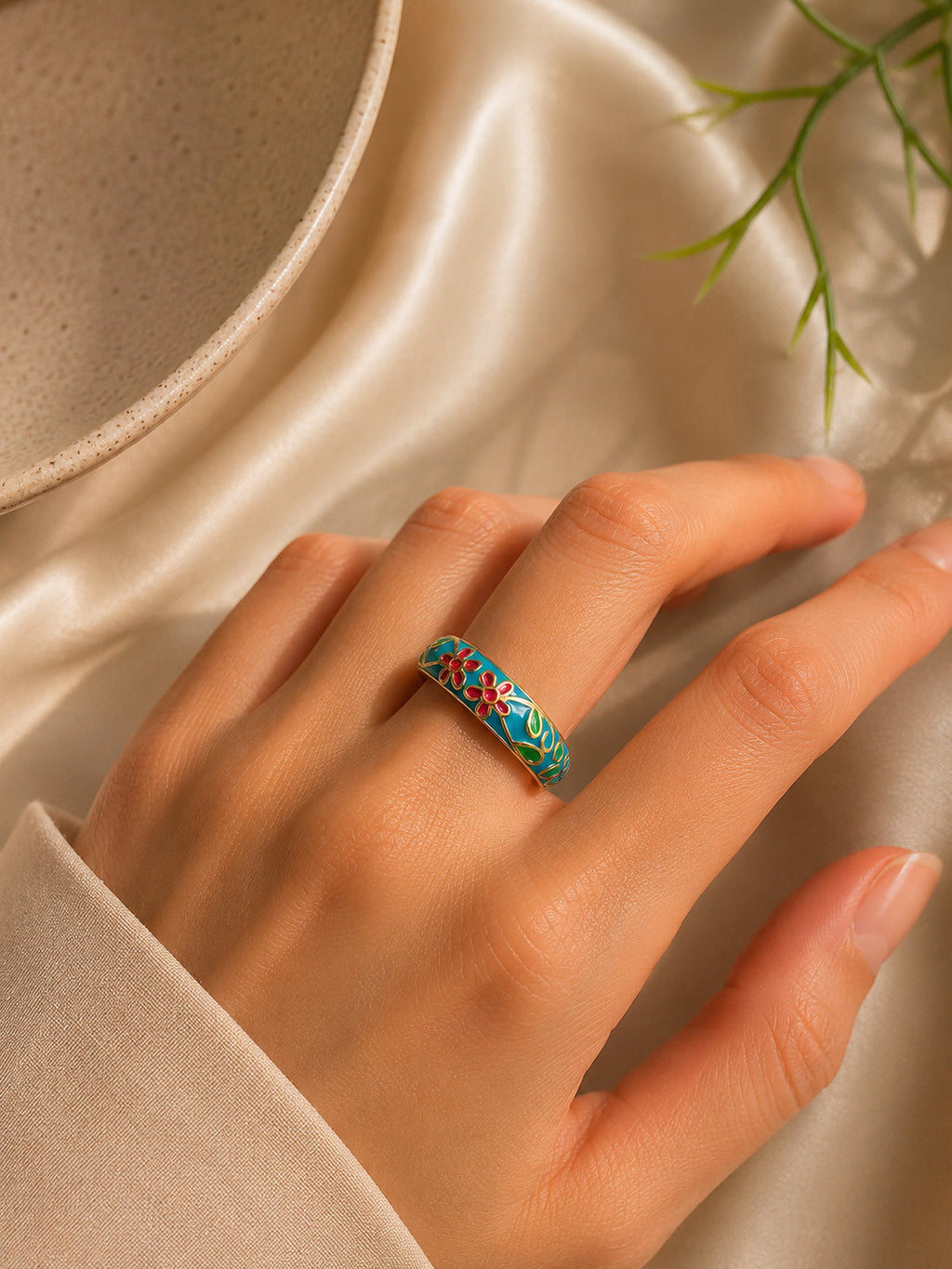 Teal Gardenia Ring