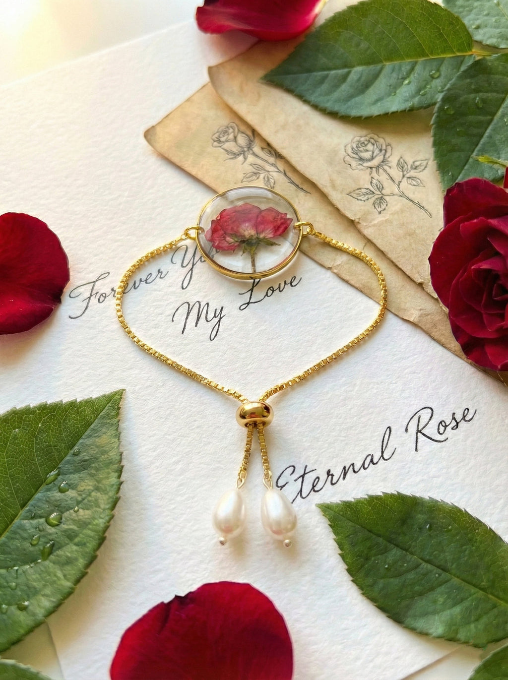 Real Rose Bracelet - Gold