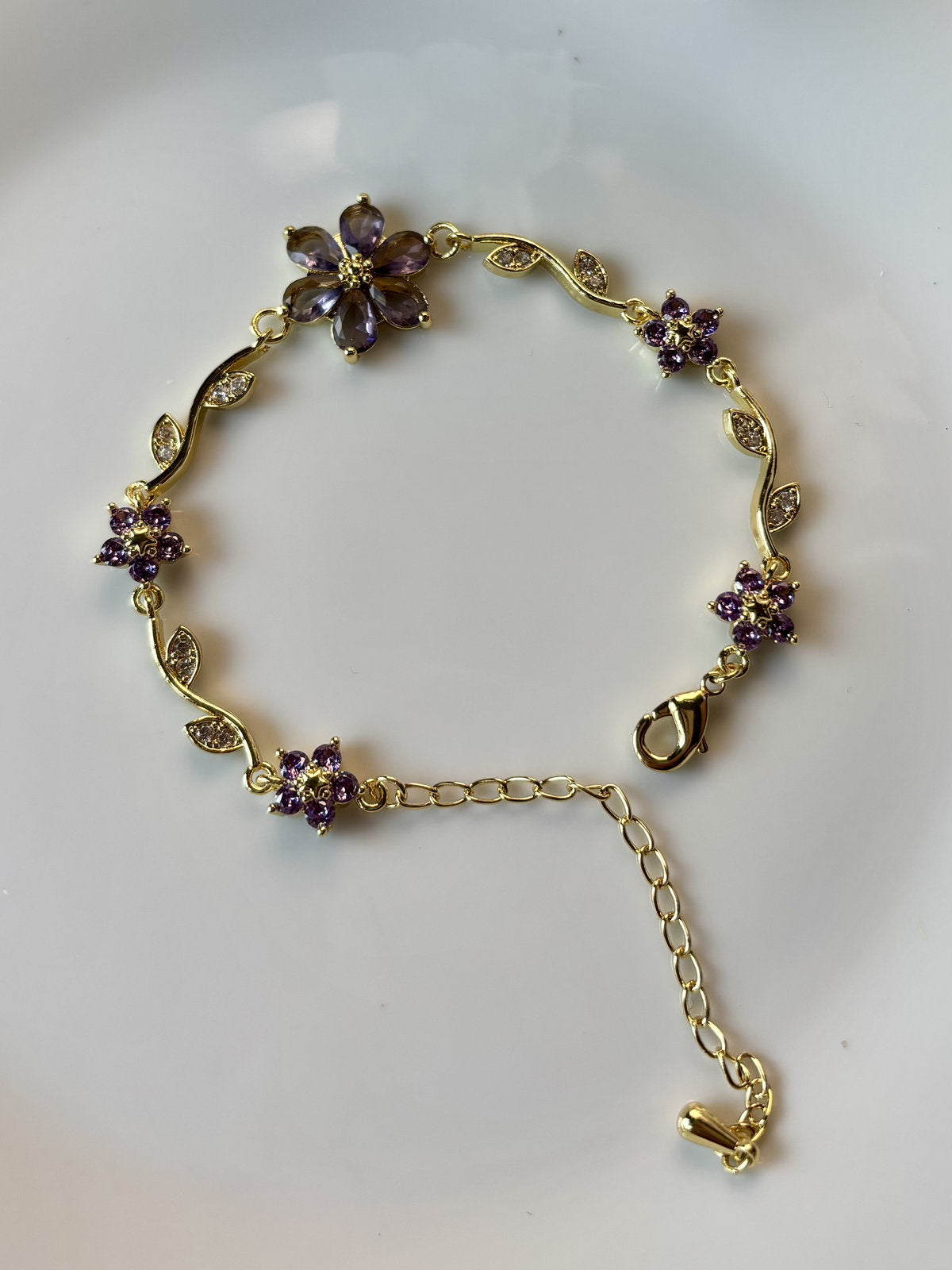 Crystal Bloom Bracelet- Purple