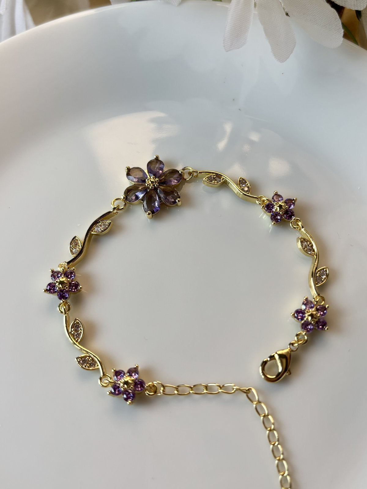 Crystal Bloom Bracelet- Purple