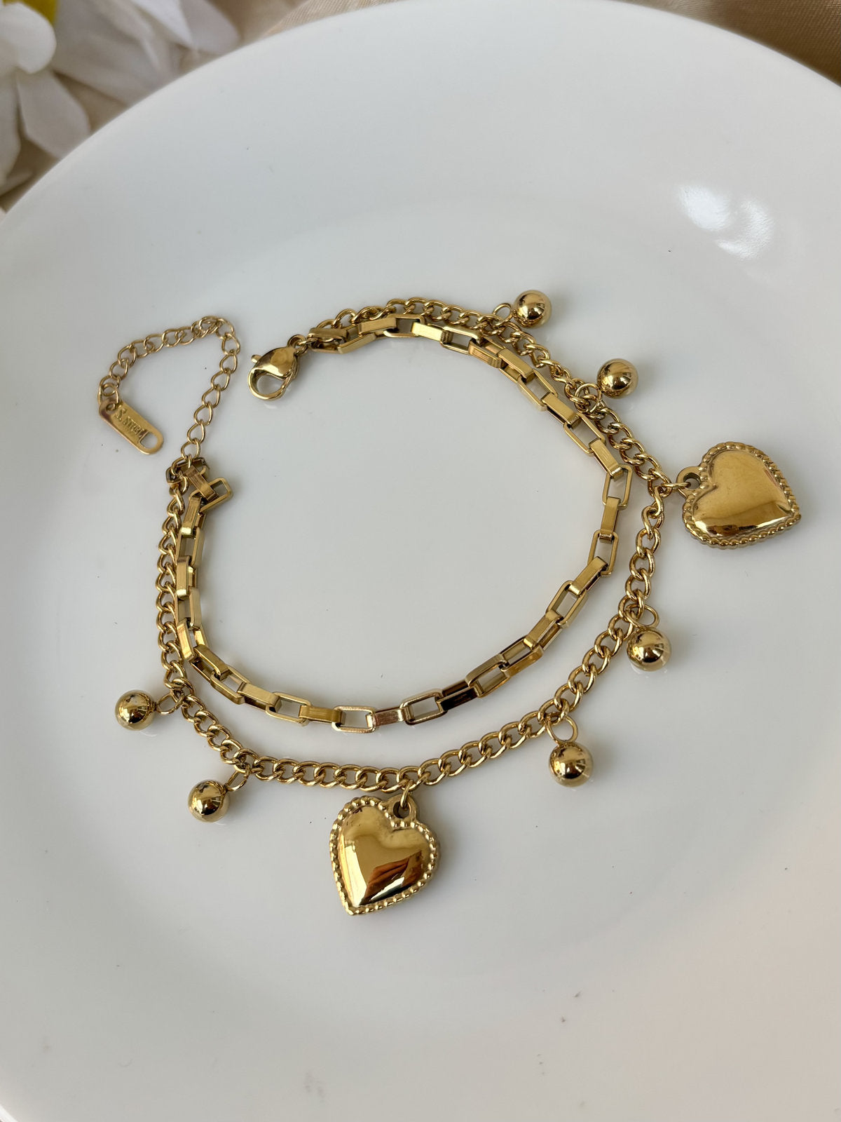 Heart Charm Duo Bracelet