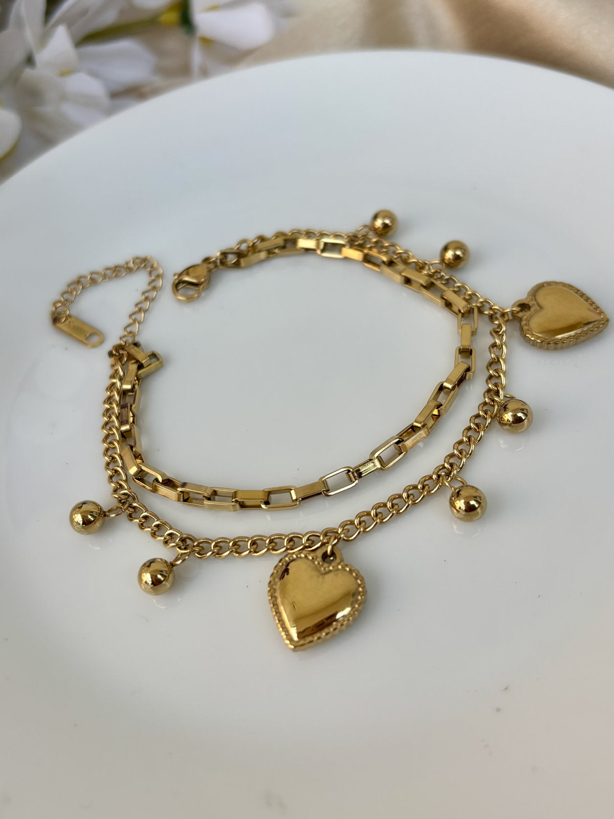 Heart Charm Duo Bracelet