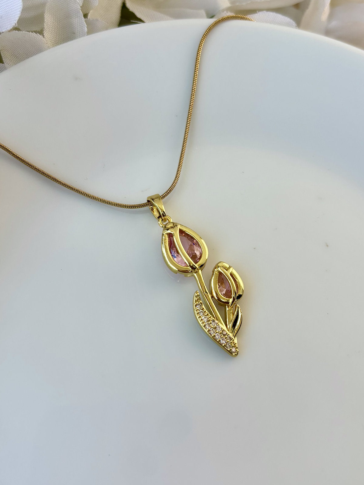 Tulip Pendant necklace - Pink