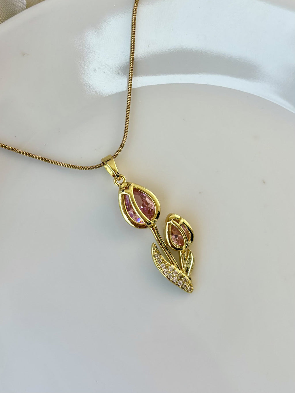 Tulip Pendant necklace - Pink