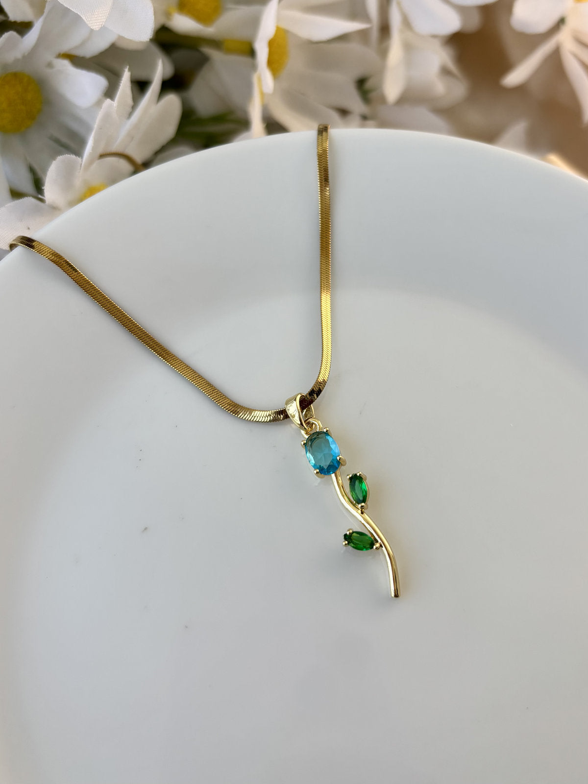 Tulip Pendant necklace - Aqua Blue