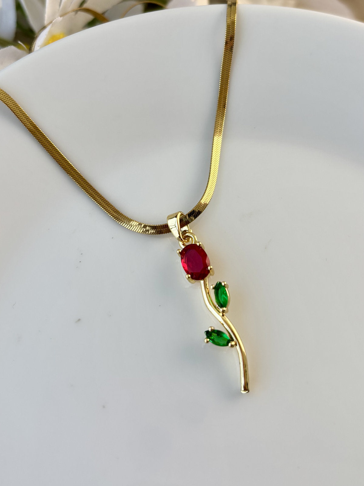 Tulip Pendant necklace - Red
