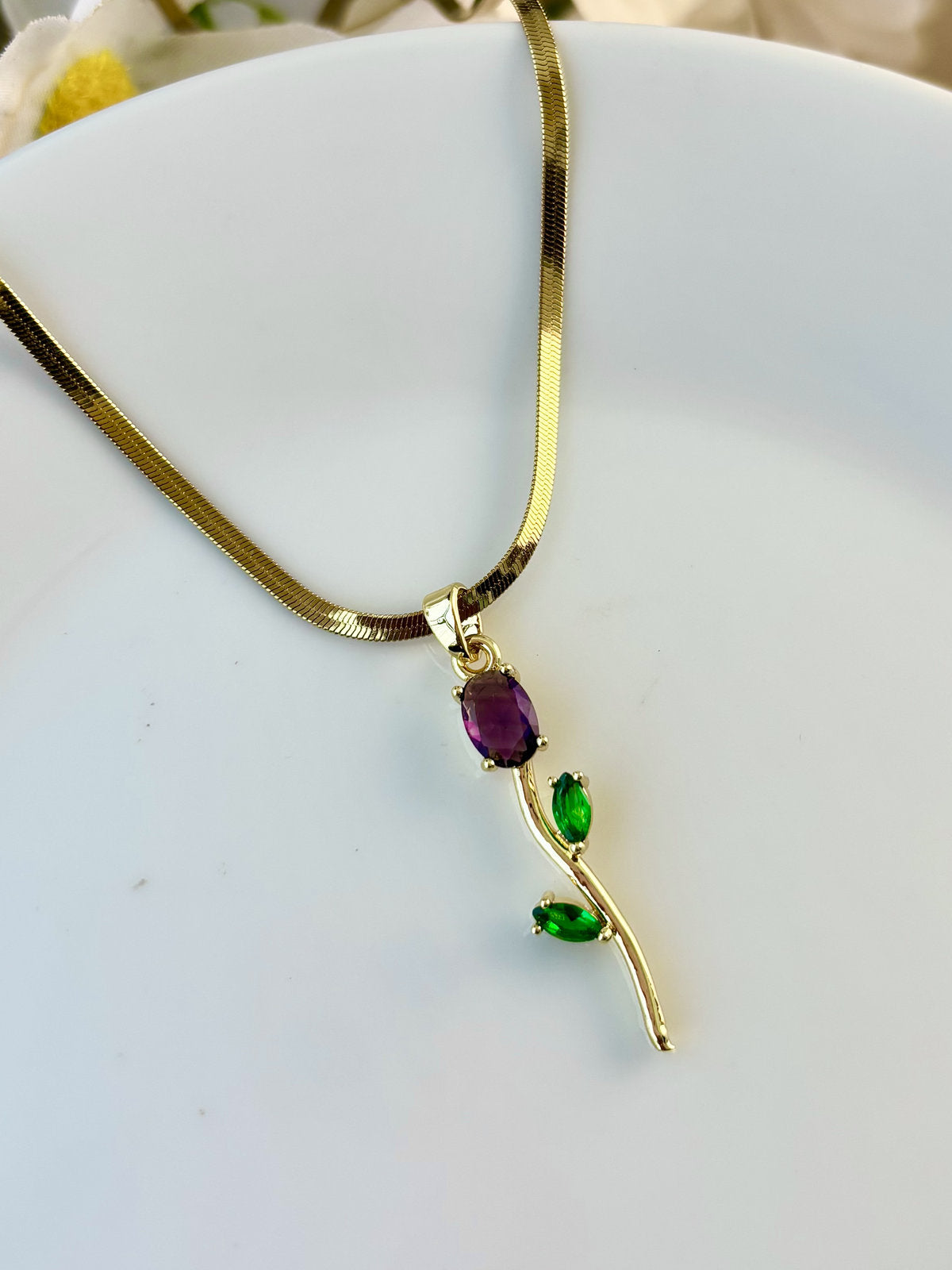 Tulip Pendant necklace - Purple