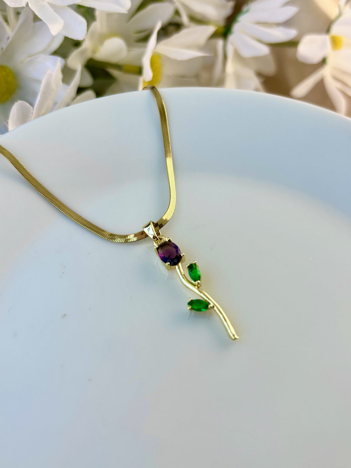 Tulip Pendant necklace - Purple