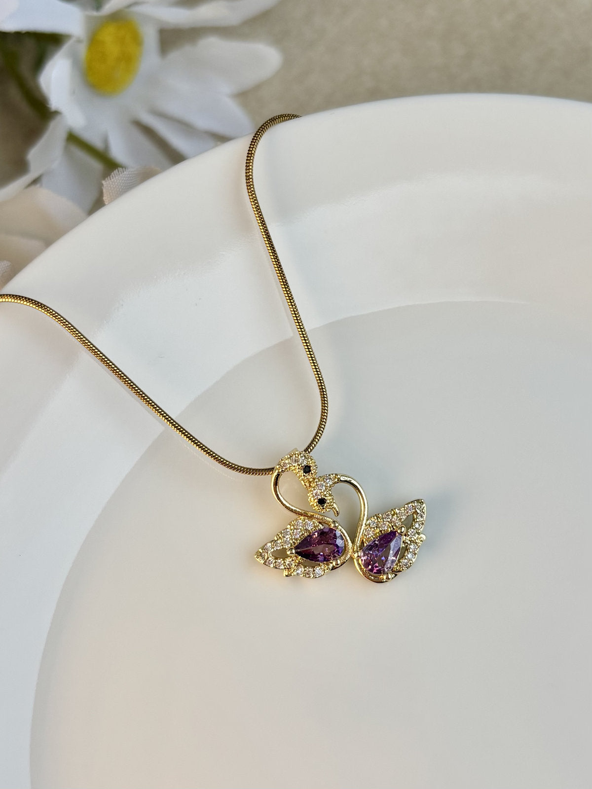 Twin Swan Necklace
