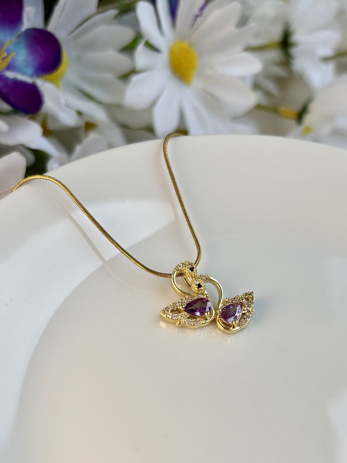 Twin Swan Necklace