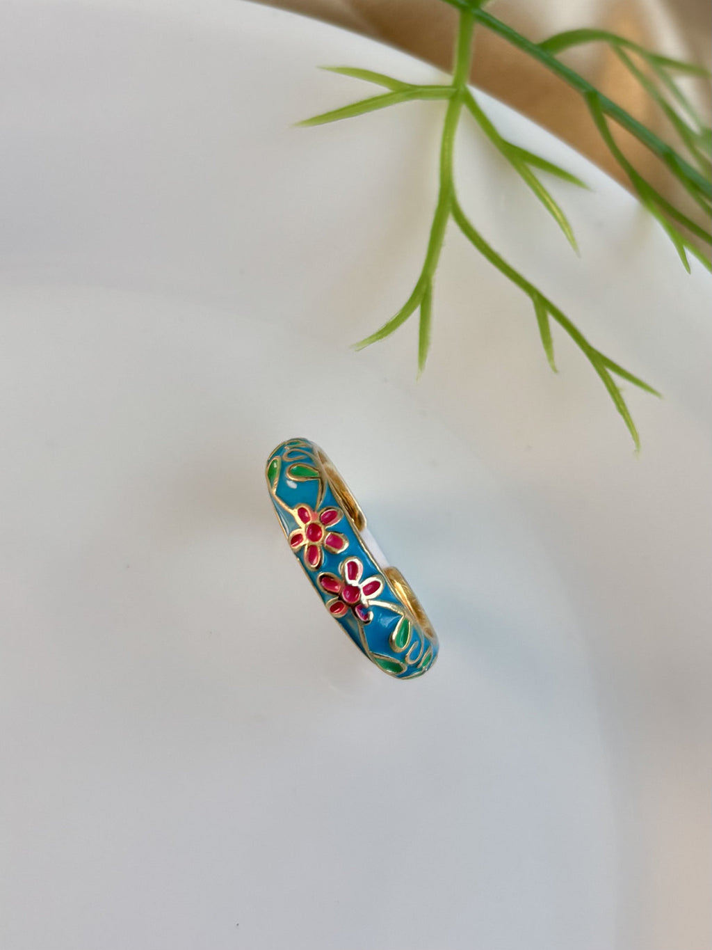 Teal Gardenia Ring