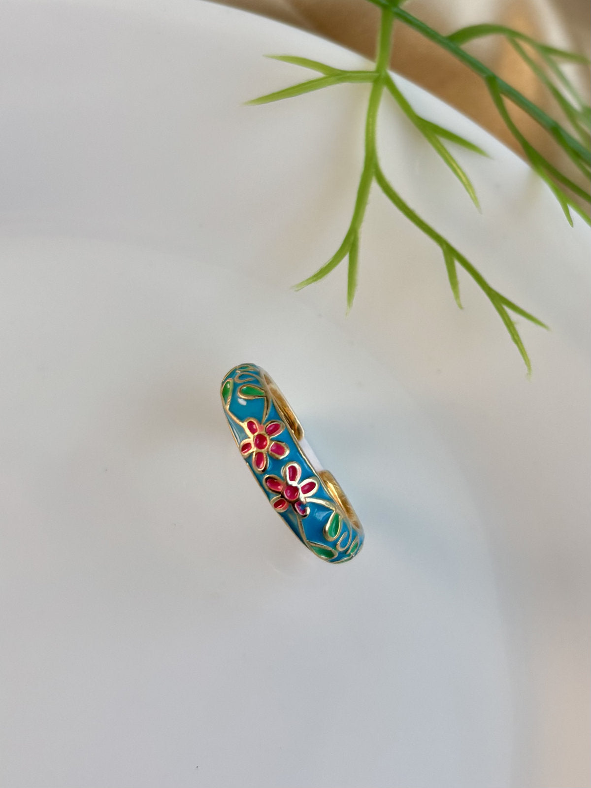 Teal Gardenia Ring
