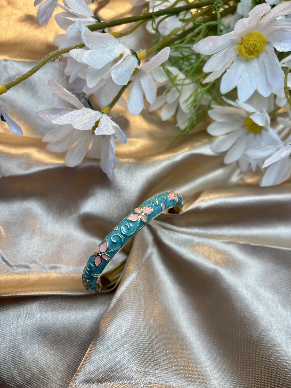 Blue Floral Enamel Kada
