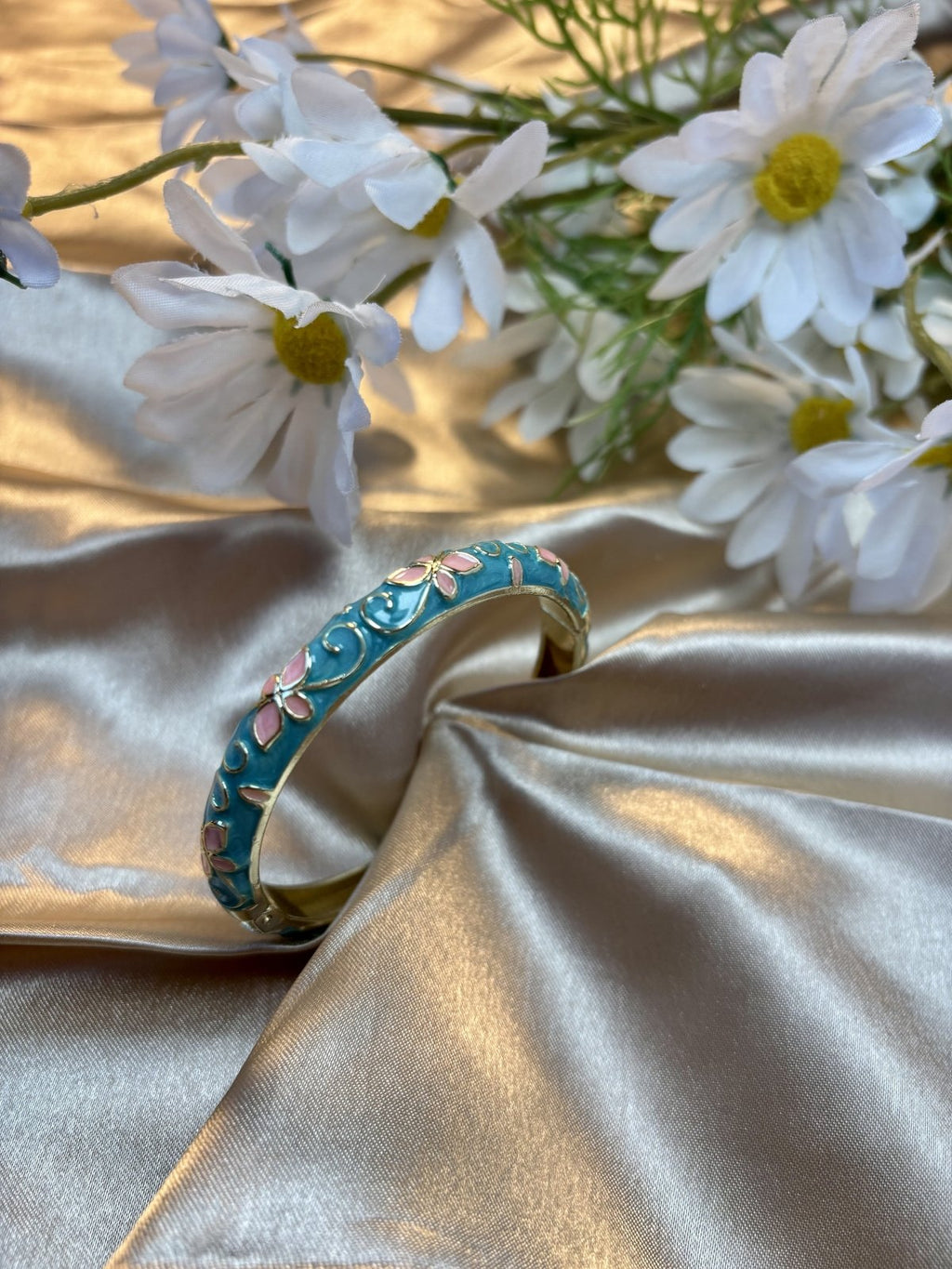 Blue Floral Enamel Kada