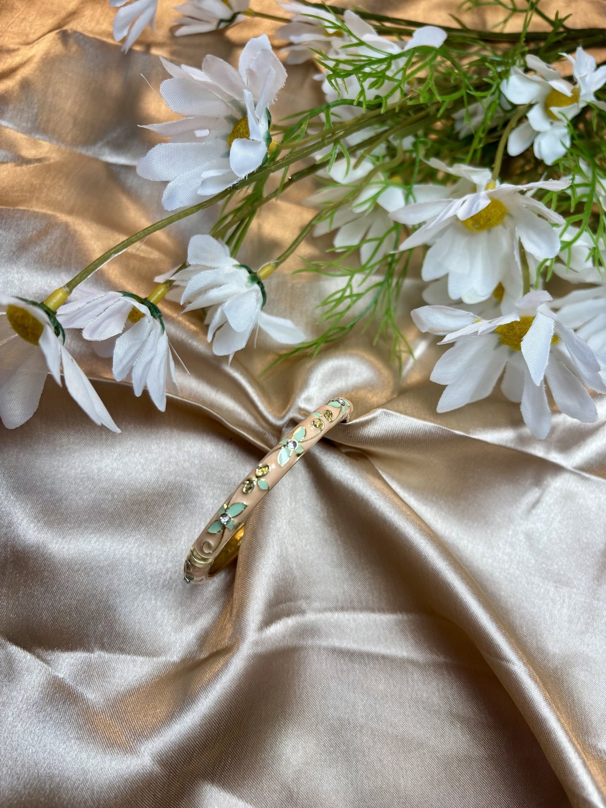 Beige Floral Enamel Kada