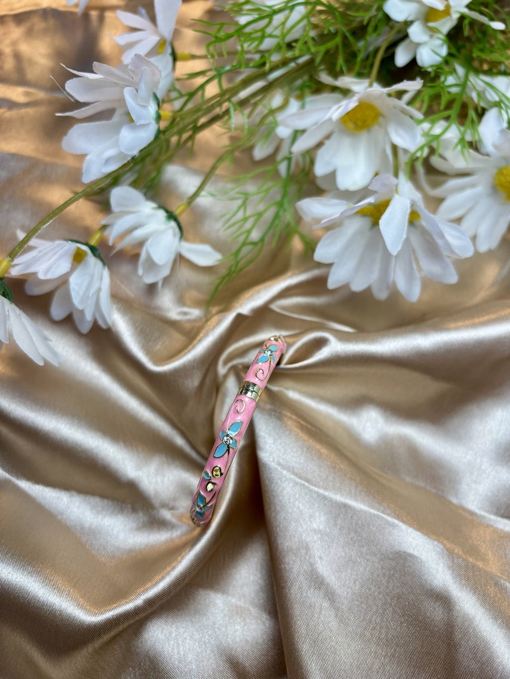 Pink Floral Enamel Kada