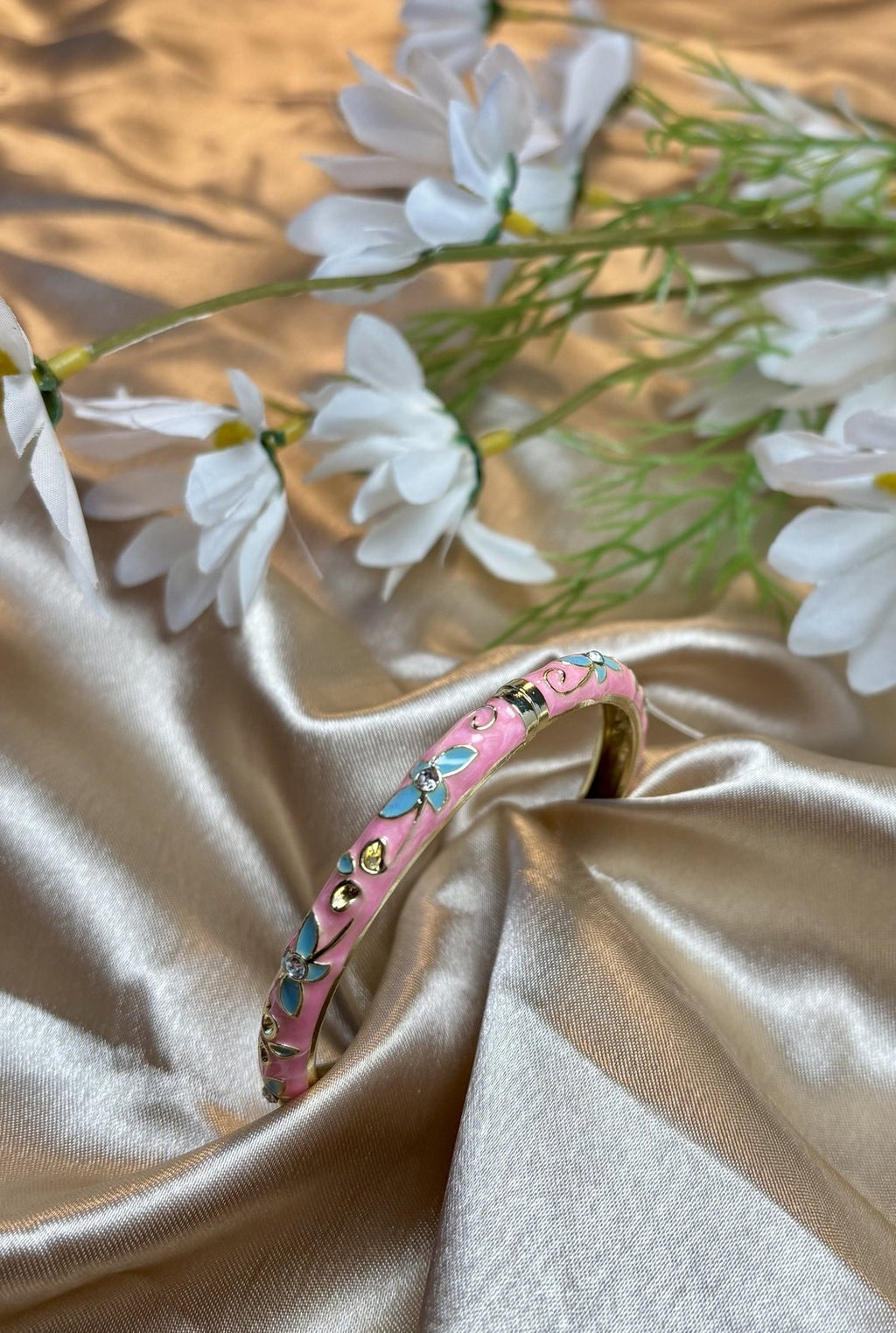 Pink Floral Enamel Kada