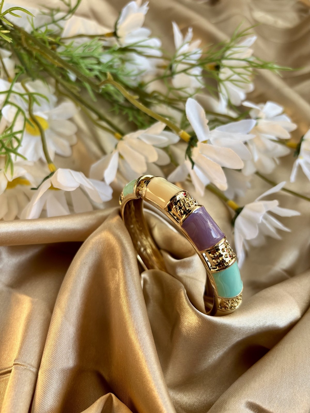 Pastel Striped Blocks Enamel Kada