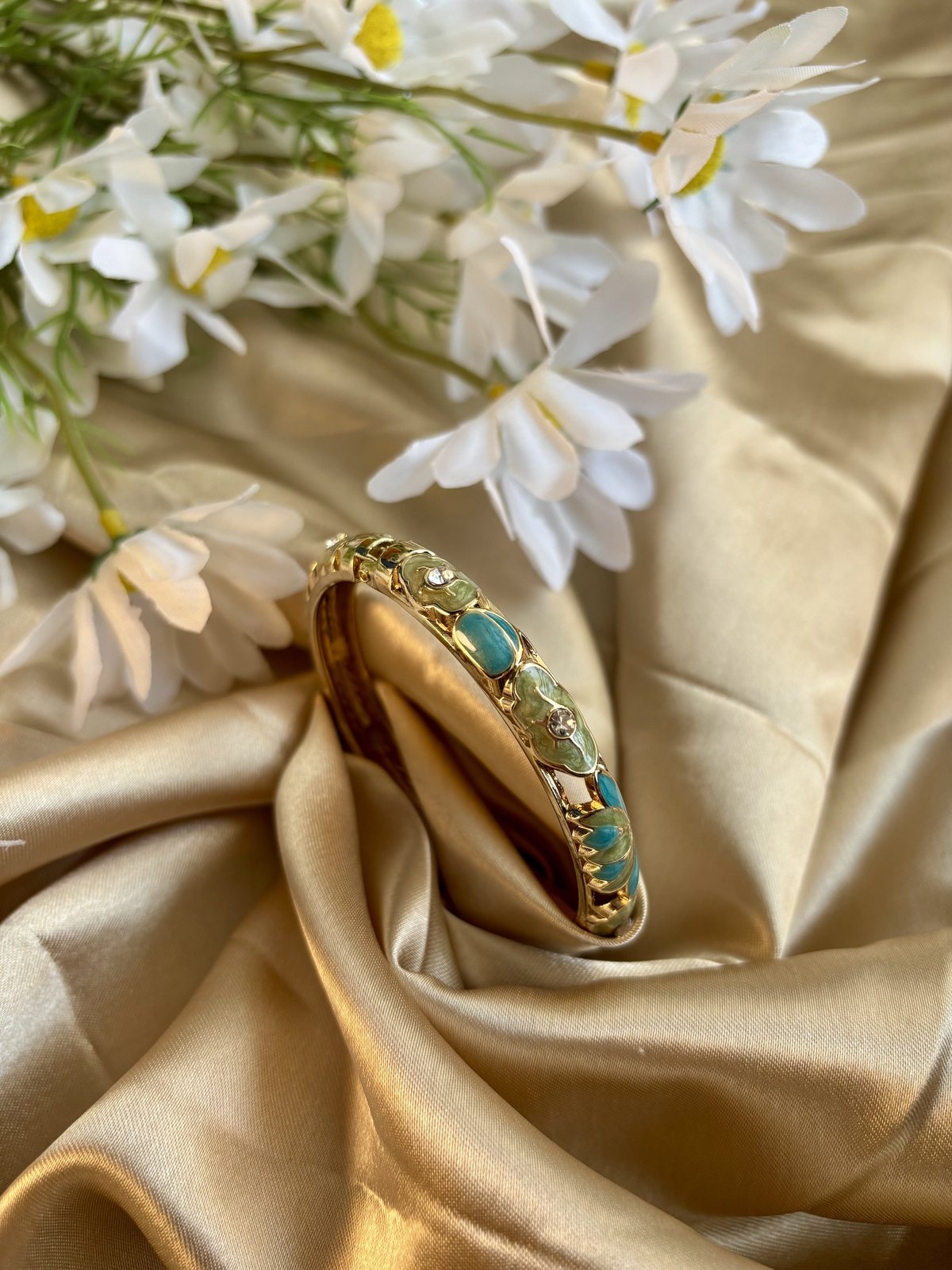 Green Lotus Enamel Kada