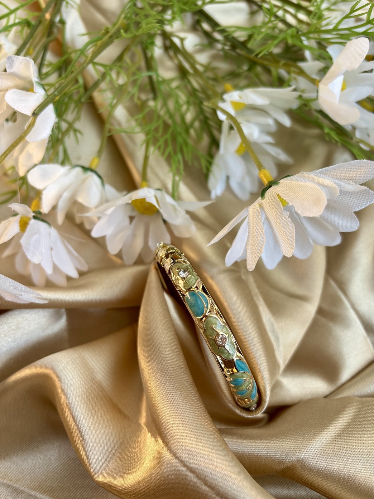 Green Lotus Enamel Kada