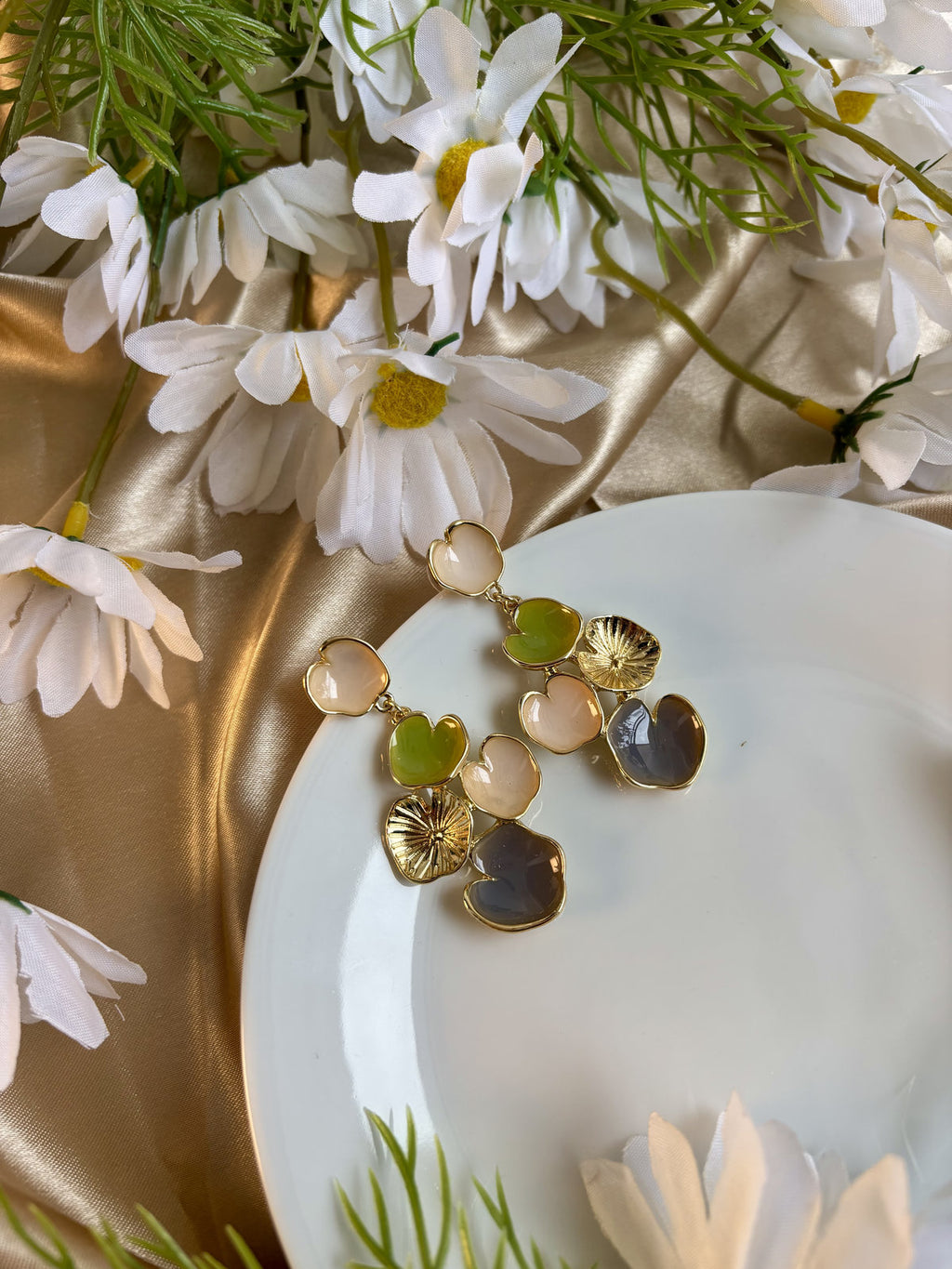 Heartstack Enamel Drops - Green and Grey