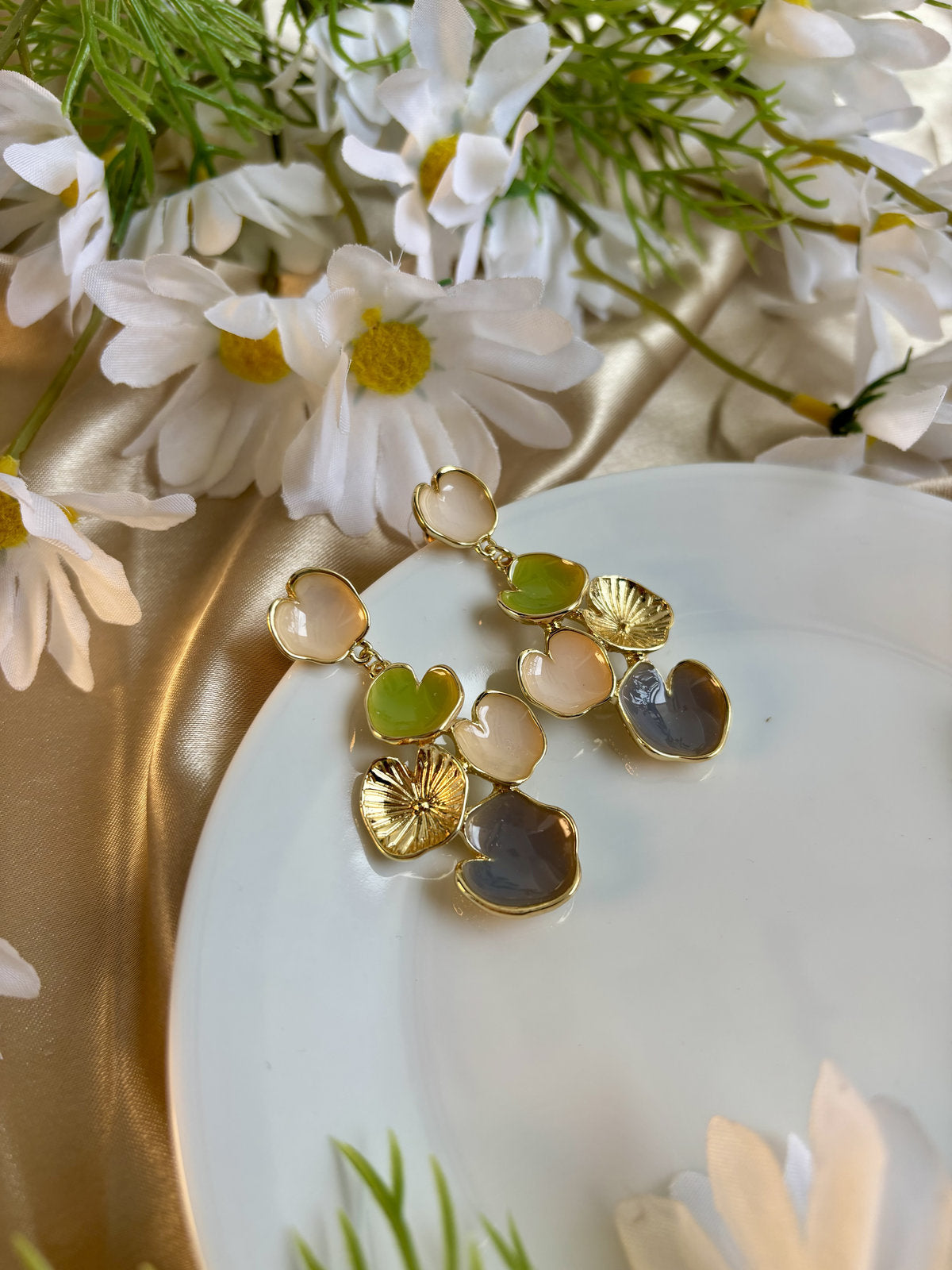 Heartstack Enamel Drops - Green and Grey