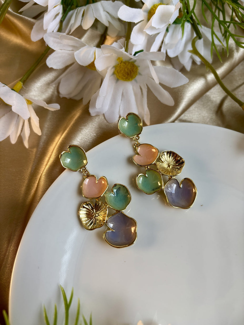 Heartstack Enamel Drops - Peach and Purple