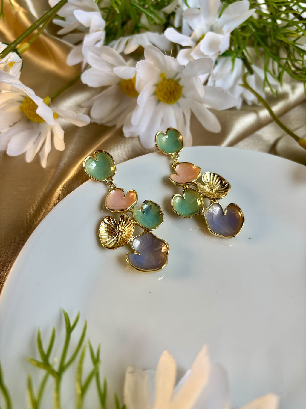 Heartstack Enamel Drops - Peach and Purple