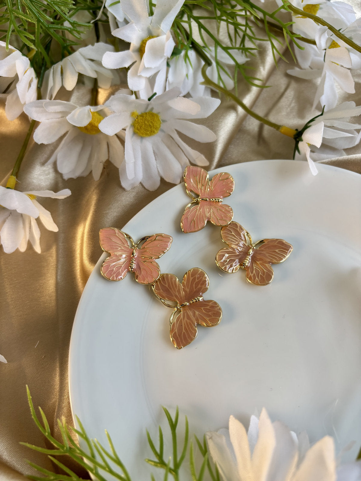 Butterfly Enamel Drops - Brown and Peach