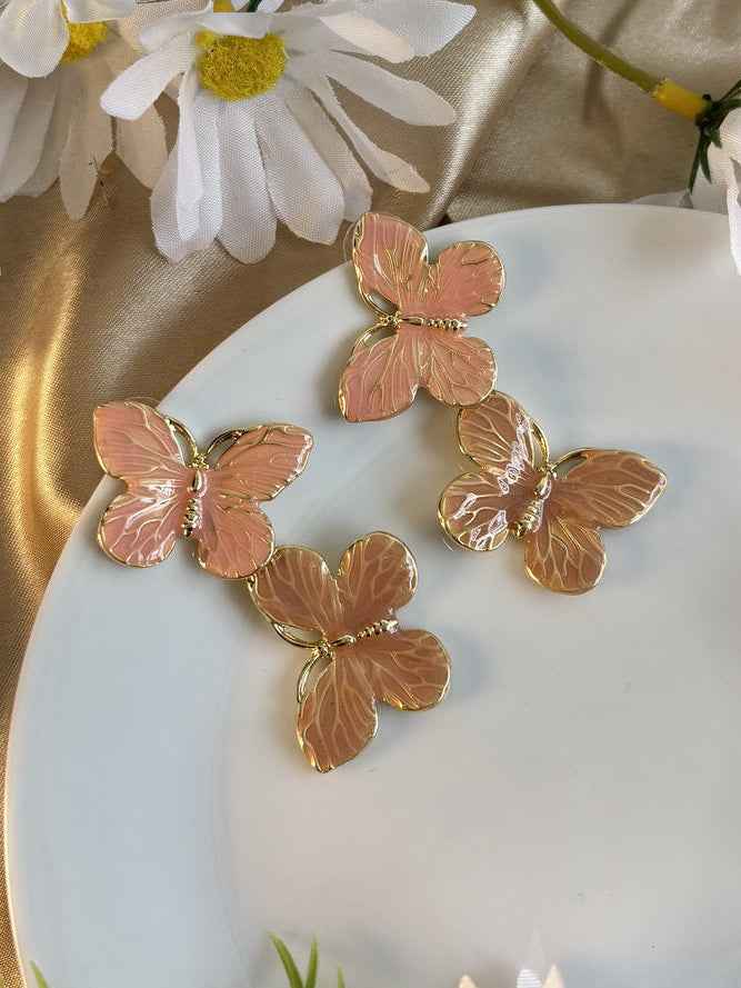 Butterfly Enamel Drops - Brown and Peach