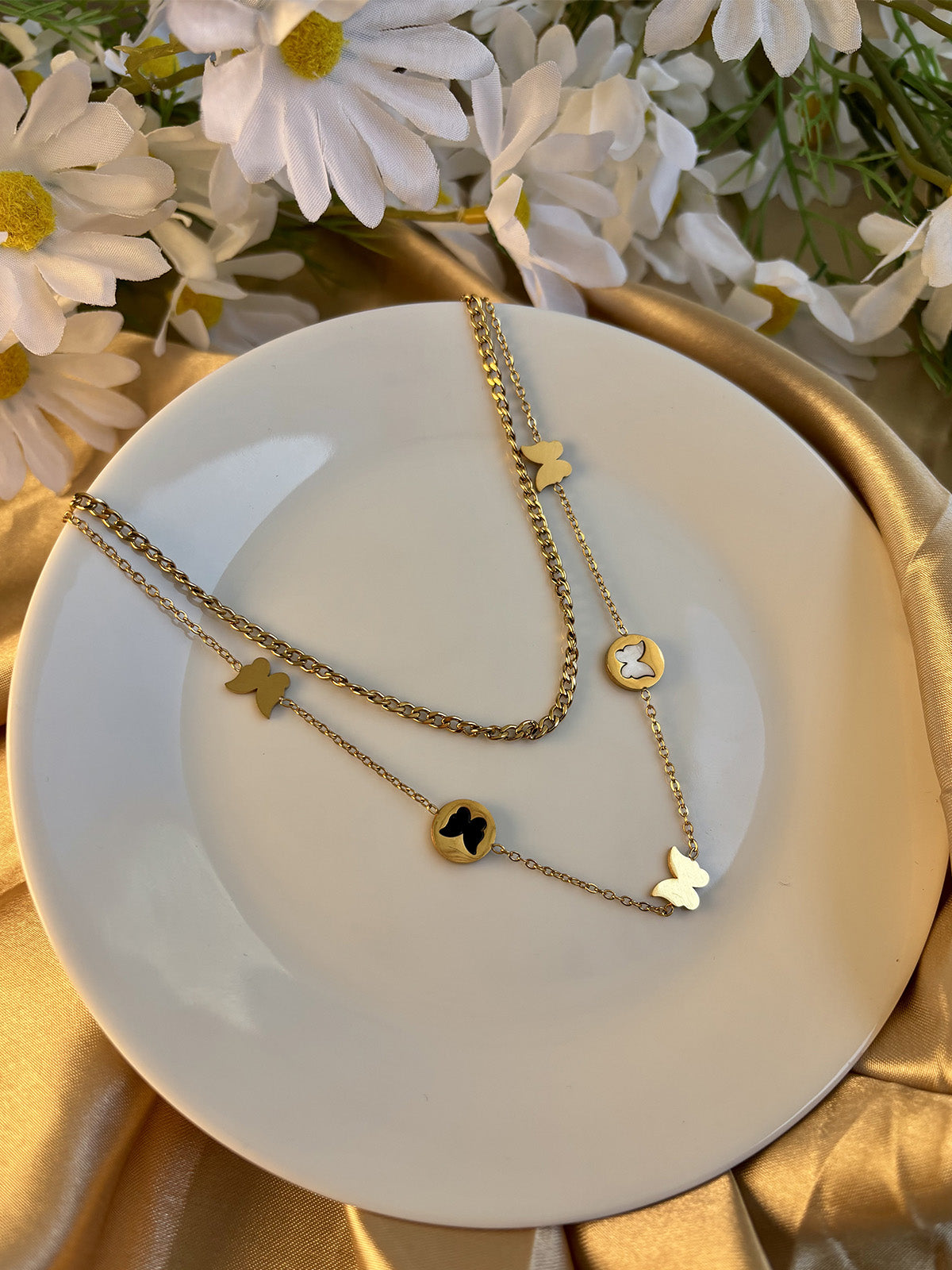 Butterfly Layered Necklace Combo