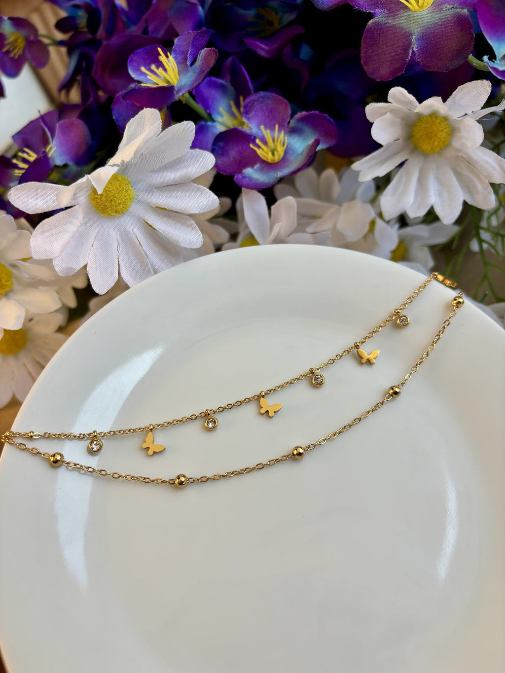 Butterfly Layered Necklace Combo