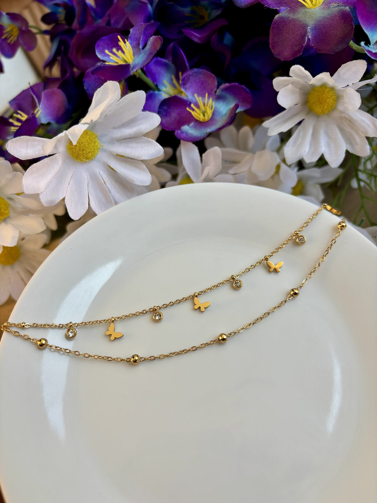 Butterfly Layered Necklace Combo