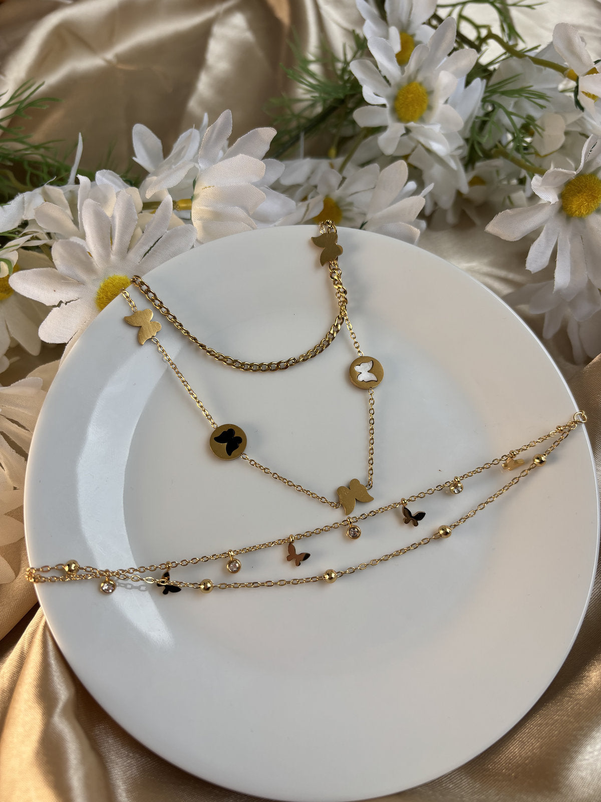 Butterfly Layered Necklace Combo