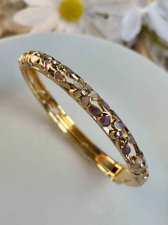 Purple and White Enamel Kada