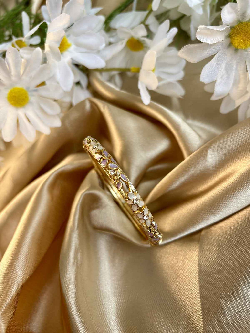 Purple and White Enamel Kada