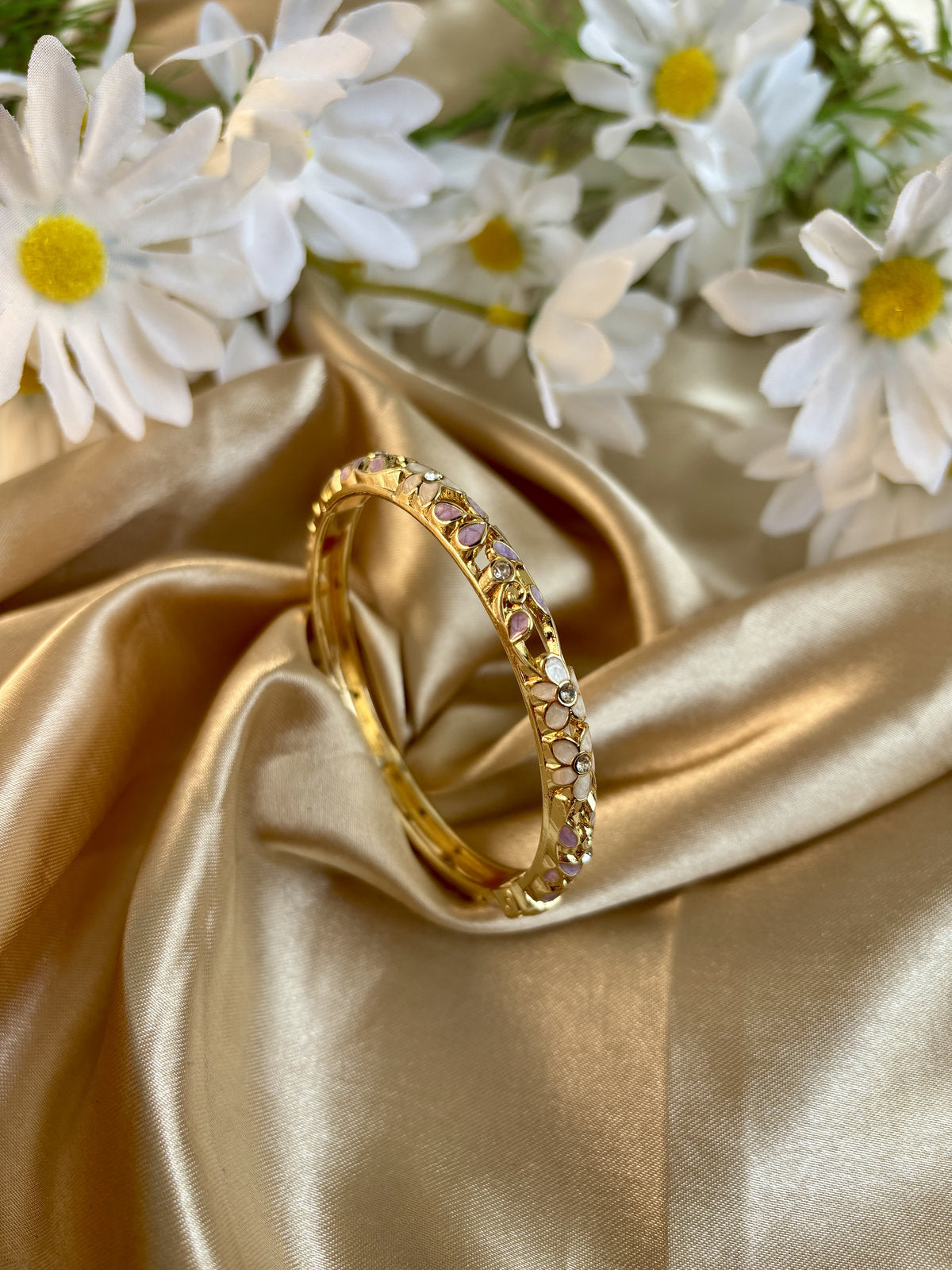 Purple and White Enamel Kada