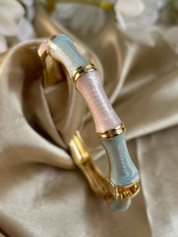 Pastel Pink and Blue Bamboo Enamel Kada