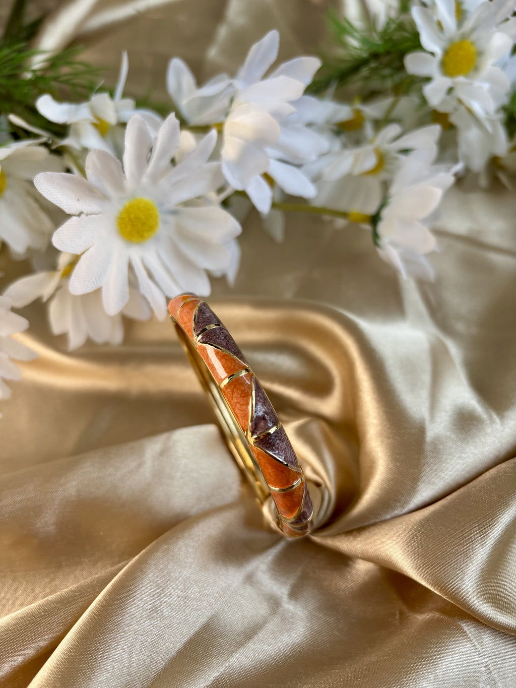 Orange and Purple Geometric Enamel Kada