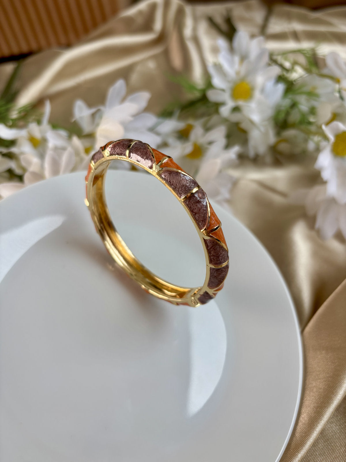 Orange and Purple Geometric Enamel Kada