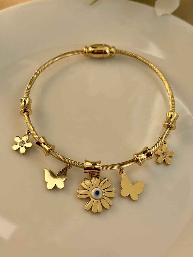 Flower and Butterfly Charm Kada
