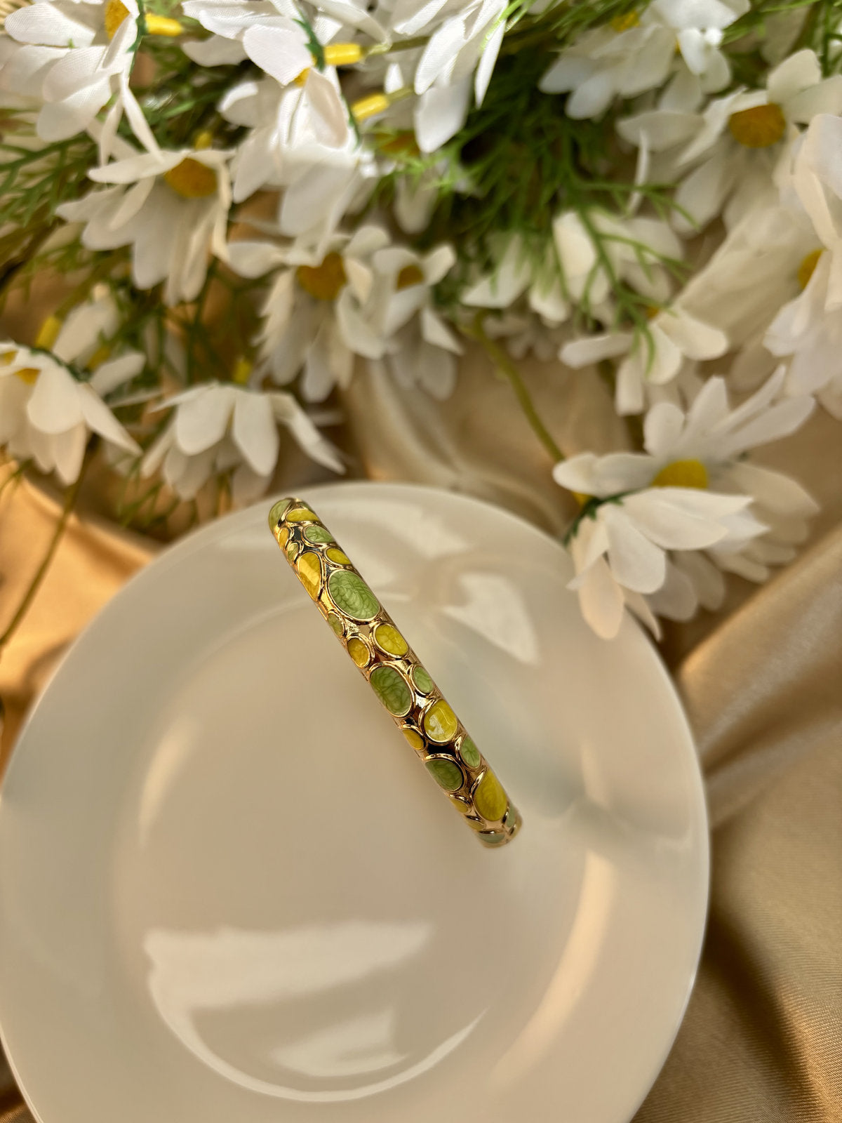 Green and Yellow Enamel Kada