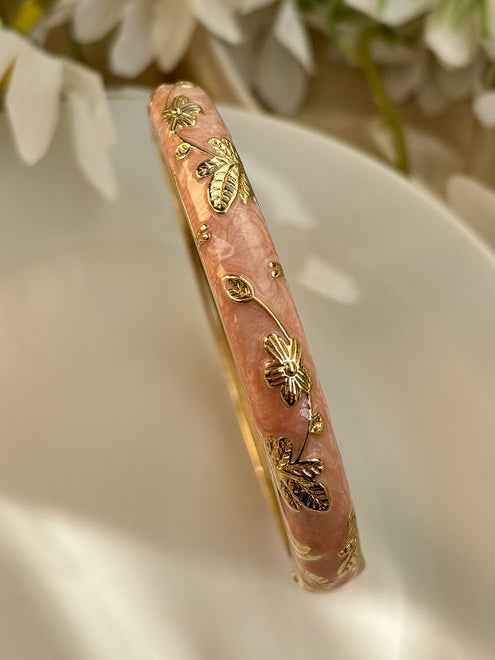 Peach Floral Enamel Kada