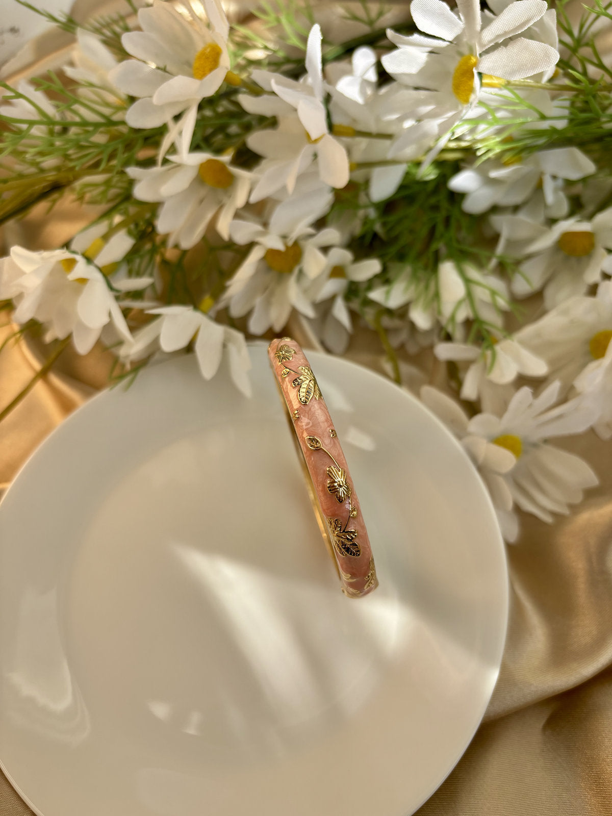 Peach Floral Enamel Kada