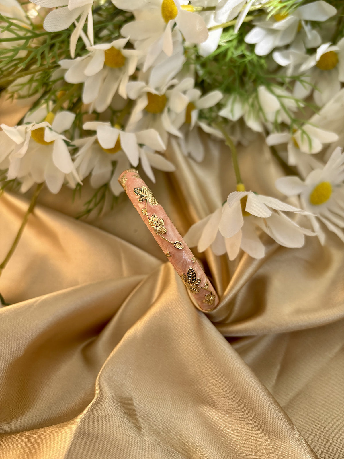 Peach Floral Enamel Kada