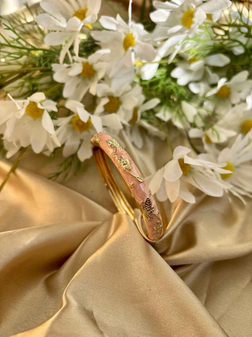 Peach Floral Enamel Kada